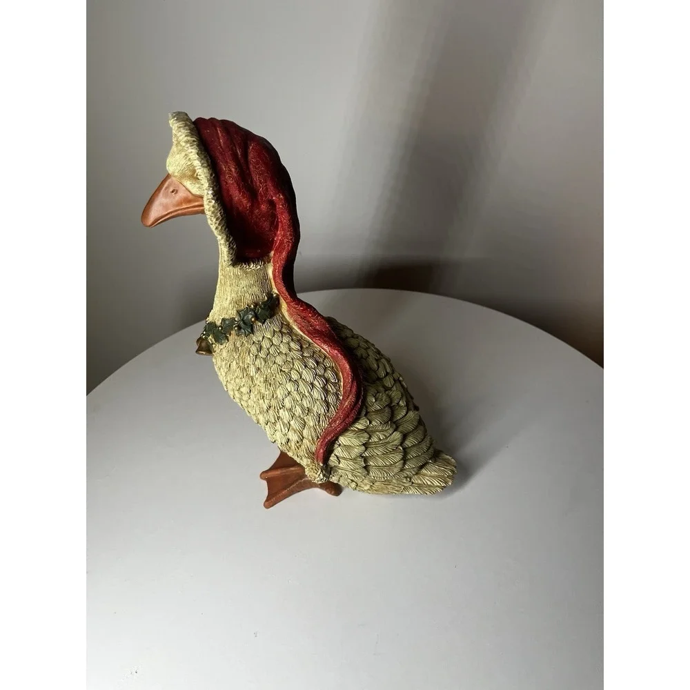 Vintage Christmas Goose  Universal Statuary‎ w/Red Santa Hat 12